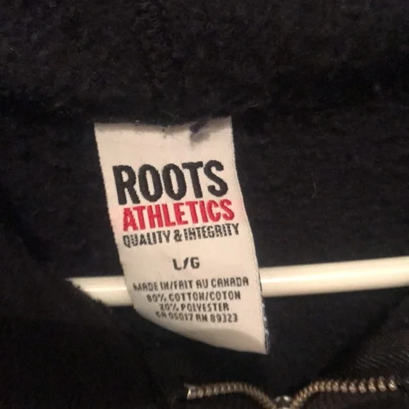 Roots Athletics Classic dark blue quarter zip hoodie with front pouch pocket - Picture 3 of 6